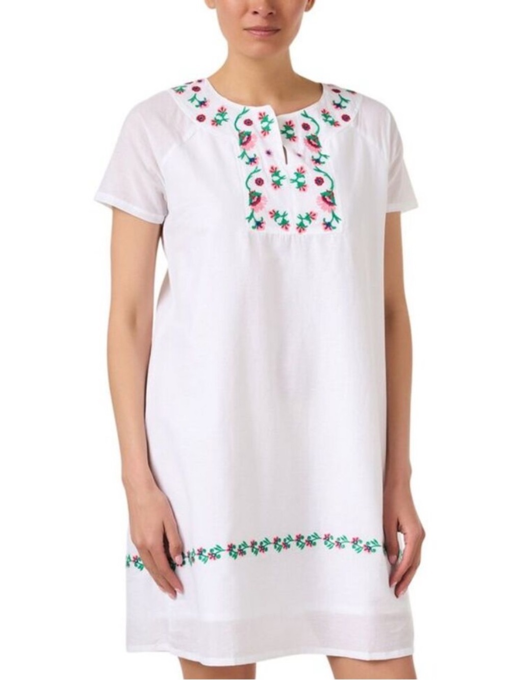 Ro's Garden Womens Norah embroidered Midi Shift Dress White small NWT
